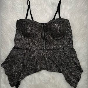 Material Girl Gold Shimmer Peplum Corset Tank Top Women’s size XL